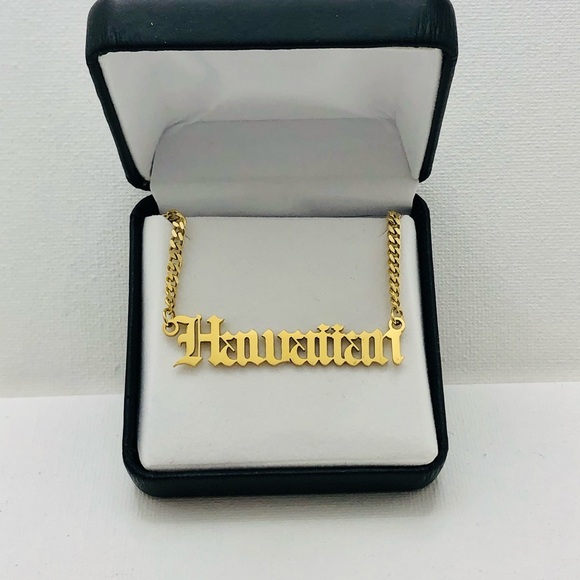 14k Gold Filled “HAWAIIAN” Nameplate Necklace - Picture 2 of 11